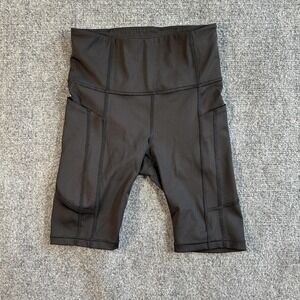 Athleta Shorts Womens XXS Black High Rise 9 Inseam Biker Pockets Athletic